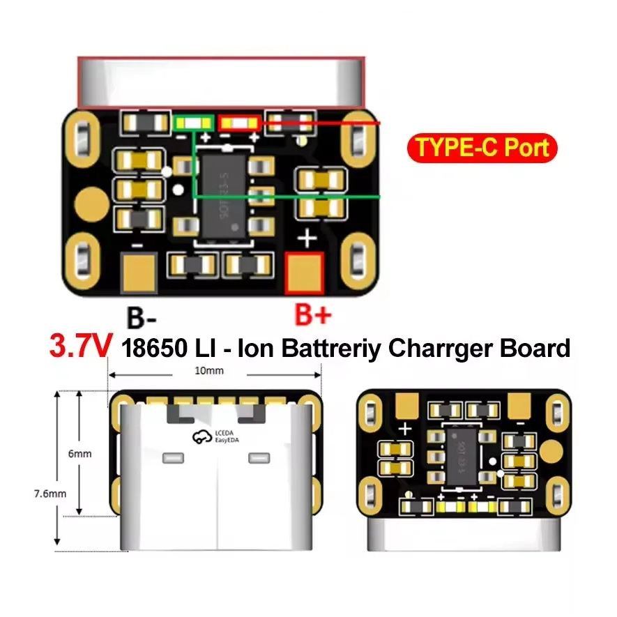 1-50PCS Type-C 18650 Lithium B - Li Ion Charger Module recension och pris