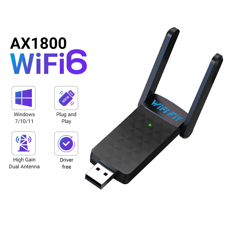 1800Mbps WiFi 6 USB Adapter 5G - Antenna 2.4Ghz recension och pris
