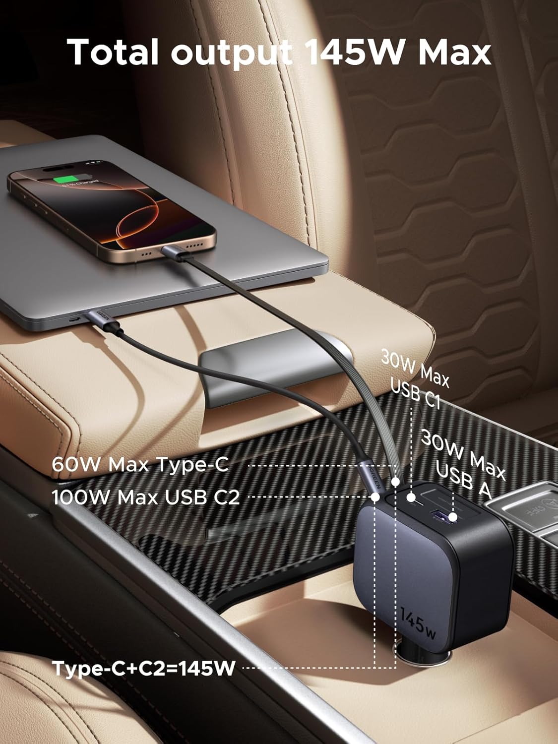 UGREEN 145W 3C1A Retractable C - Usb C Cable recension och pris