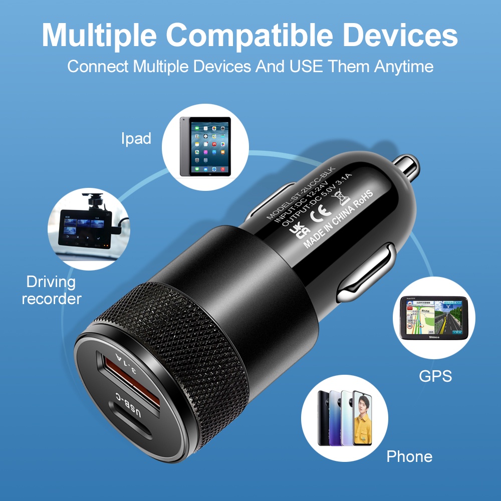 66W USB Car Charger Type C Fas - Usb C Cable recension och pris