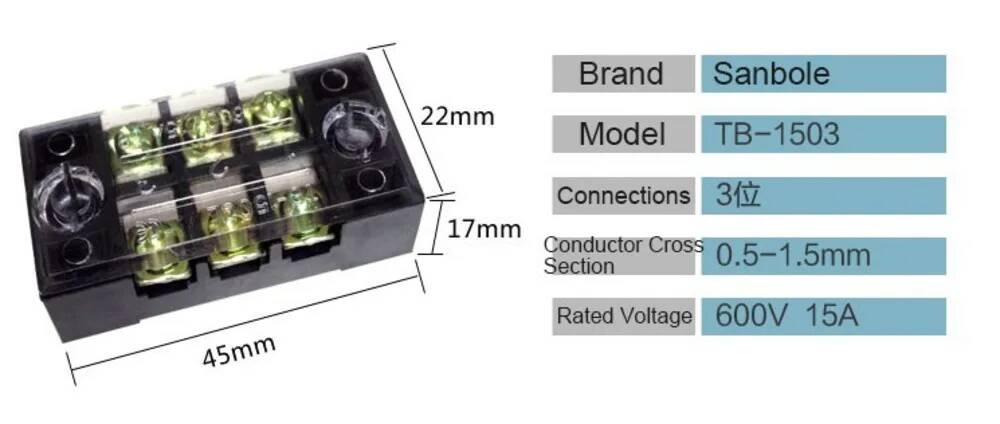 10pcs Dual Row Copper TB-1503  - Screw Terminal Block recension och pris