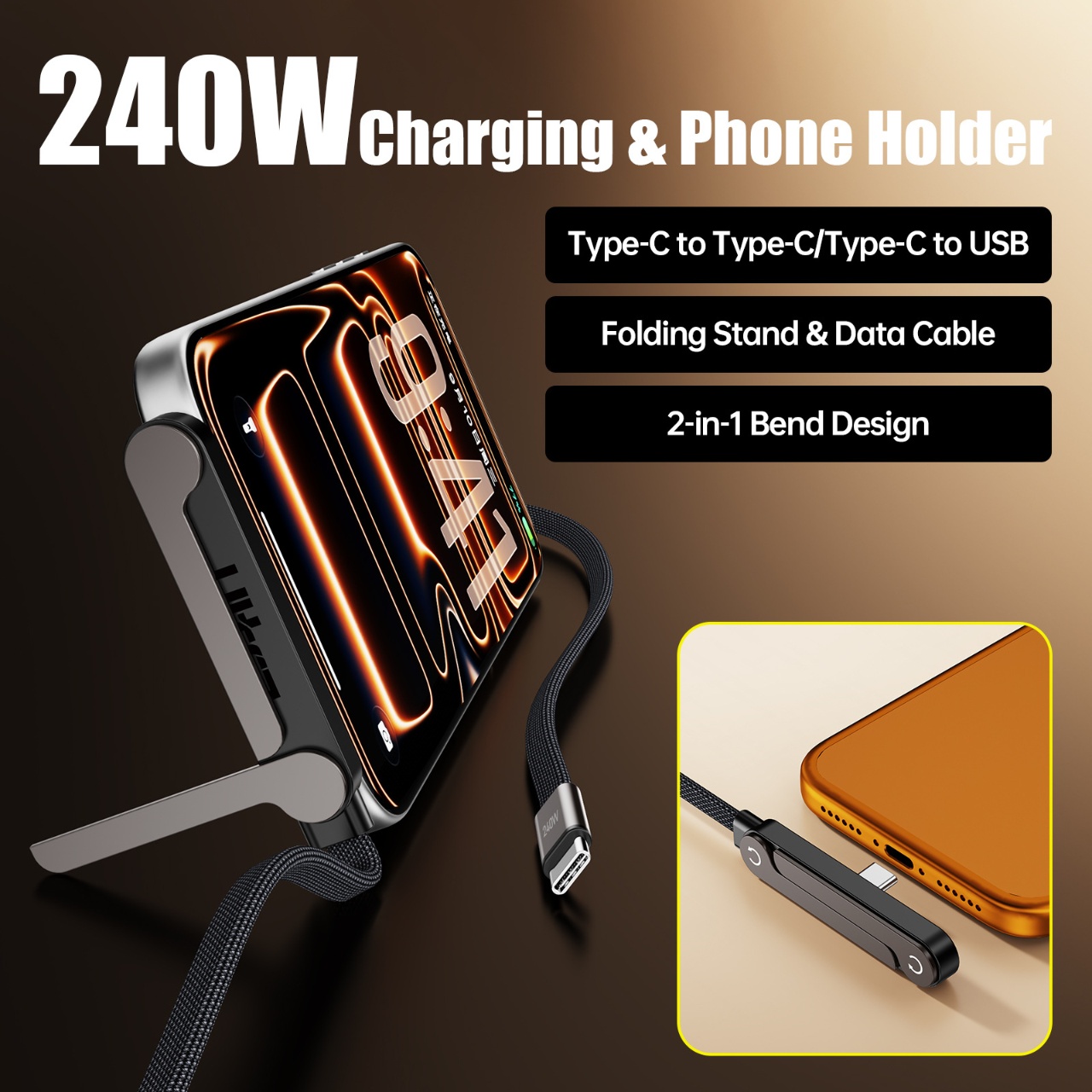 240W PD Fast Charging Type C t - Usb C Cable recension och pris