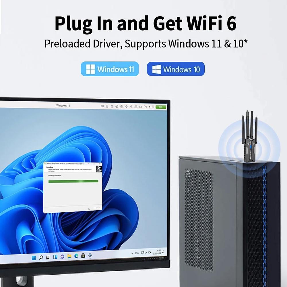 WiFi 6 USB Adapter 1800Mbps Du - Antenna 2.4Ghz recension och pris